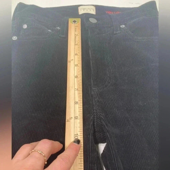 Alice Olivia Pants Black Corduroy Jeans Strait Legs Women Size 24 - Picture 9 of 11
